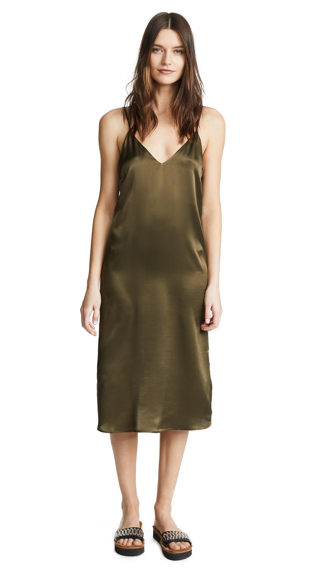 army green slip dress