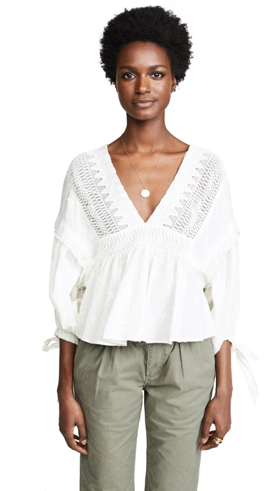Free People Drive You Mad Ruffled Blouse In Nocolor | ModeSens