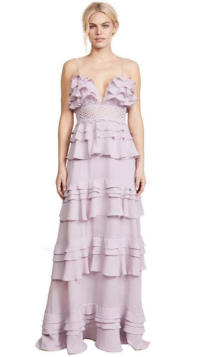 Shop Glamorous True Decadence Ruffle Gown In Dusty Lilac