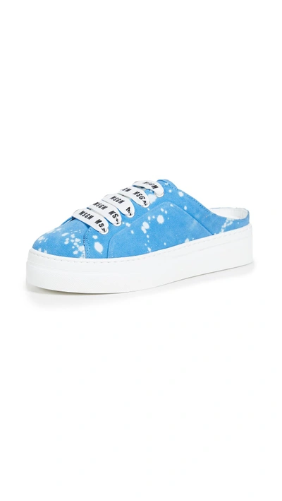 Shop Msgm Two Tone Drip Mule Sneakers In Blue/white