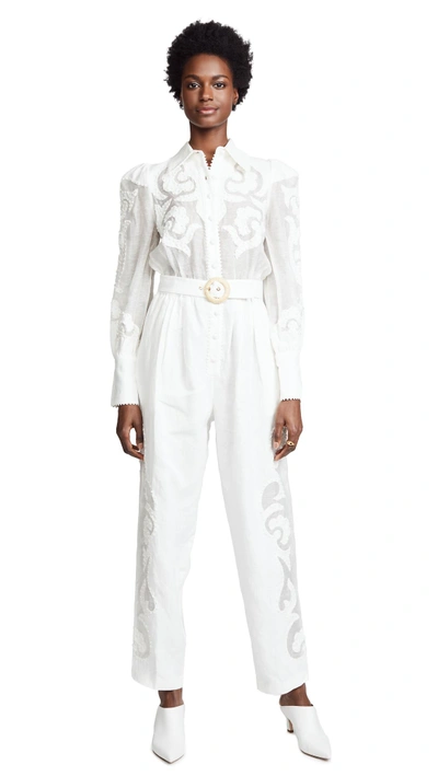 ZIMMERMANN RADIATE APPLIQUE JUMPSUIT 
