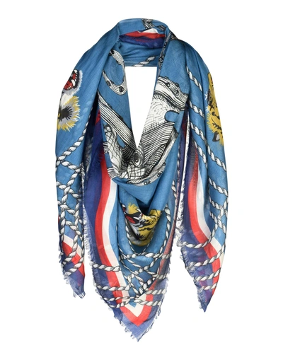 Shop Gucci Square Scarves In Blue