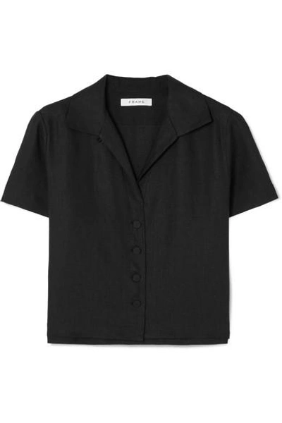 Shop Frame Linen-blend Shirt In Black