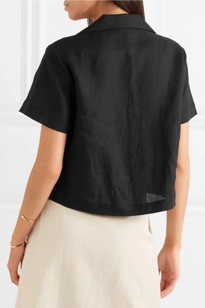 Shop Frame Linen-blend Shirt In Black