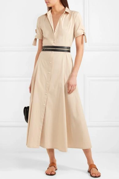 Shop Theory Stretch-cotton Midi Dress In Cream