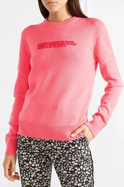 Shop Calvin Klein 205w39nyc Printed Cashmere Sweater In Pink