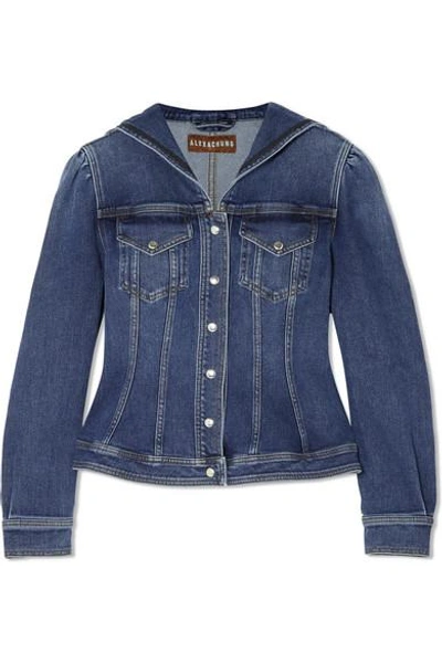 Shop Alexa Chung Ric Rac-trimmed Denim Jacket In Blue