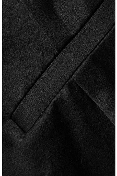 Shop Nili Lotan Paris Cropped Silk-charmeuse Pants In Black