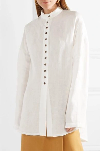 Shop Albus Lumen Sabina Oversized Linen Shirt In White