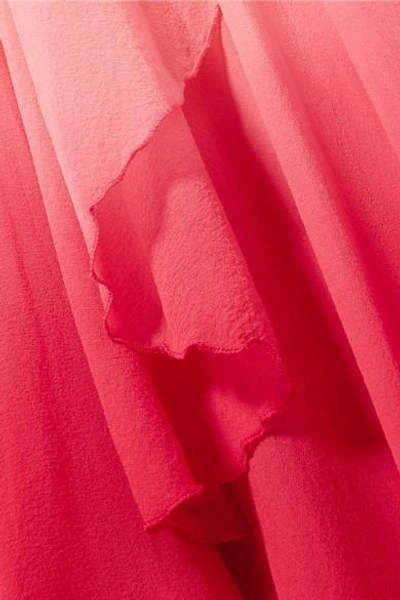 Shop Attico Ruffled Ombré Silk-chiffon Maxi Dress In Pastel Pink