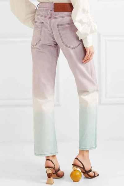 Shop Loewe Tie-dyed High-rise Straight-leg Jeans In Lilac