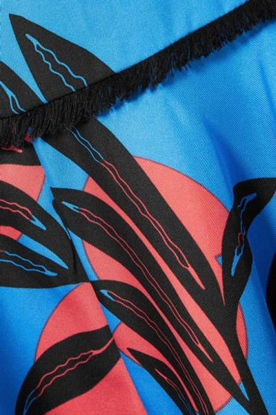Shop Roksanda Oni Printed Silk Midi Skirt In Azure