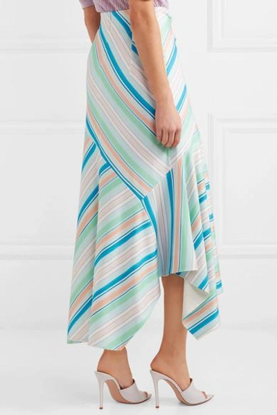 Shop Peter Pilotto Striped Jersey Wrap-effect Skirt In Mint