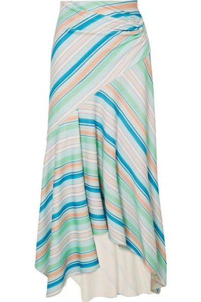 Shop Peter Pilotto Striped Jersey Wrap-effect Skirt In Mint