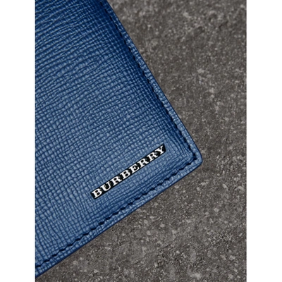 Shop Burberry London Leather Bifold Wallet In Deep Blue