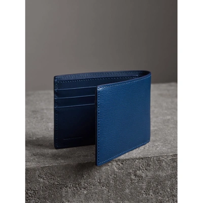 Shop Burberry London Leather Bifold Wallet In Deep Blue