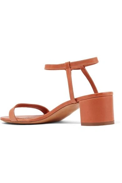 Shop Mansur Gavriel Leather Sandals In Beige