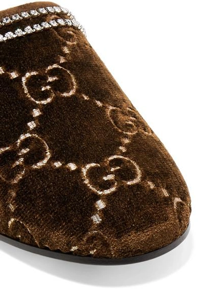 Shop Gucci Rogue Embellished Logo-jacquard Slippers