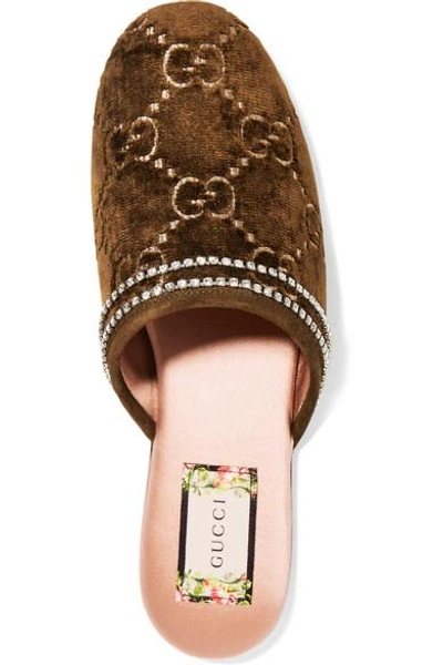 Shop Gucci Rogue Embellished Logo-jacquard Slippers