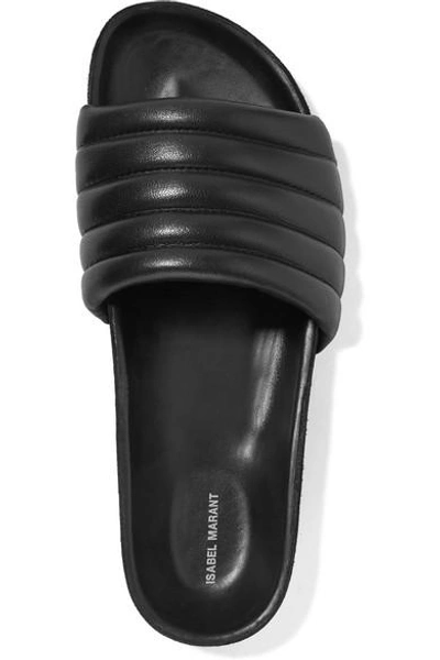 Shop Isabel Marant Hellea Quilted Leather Slides In Black