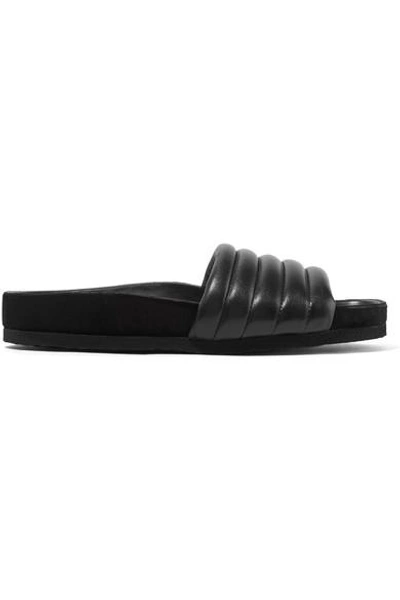 Shop Isabel Marant Hellea Quilted Leather Slides In Black