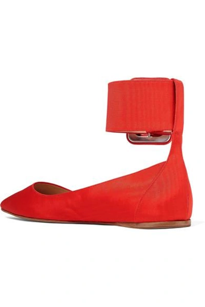 Shop Attico Julia Moire Point-toe Flats In Red