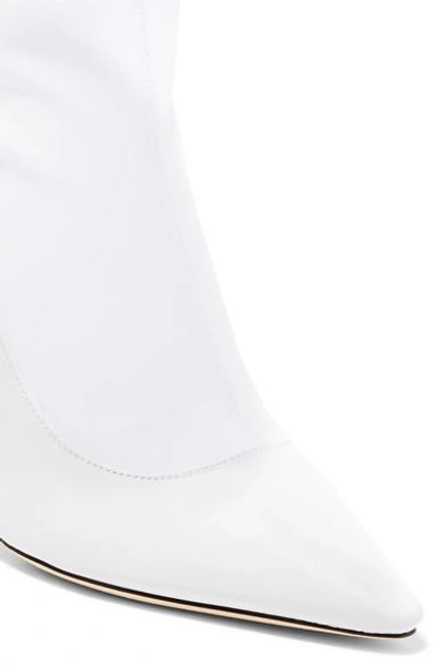 Shop Jimmy Choo Brandon 100 Leather And Stretch-ponte Ankle Boots In White