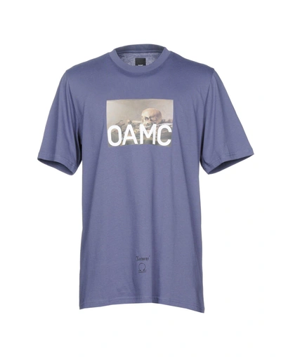 Shop Oamc T-shirts In Slate Blue