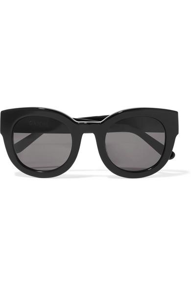 Ganni Fay Cat-eye Acetate Sunglasses In Black | ModeSens