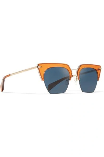 Shop Rag & Bone Cat-eye Acetate And Gold-tone Sunglasses In Orange
