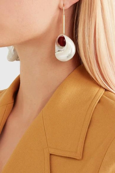 Shop Loewe Snails Gold-tone, Resin And Shell Earrings In White