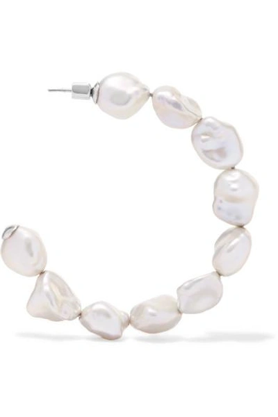 Shop Meadowlark Romeo Pearl Hoop Earrings In White