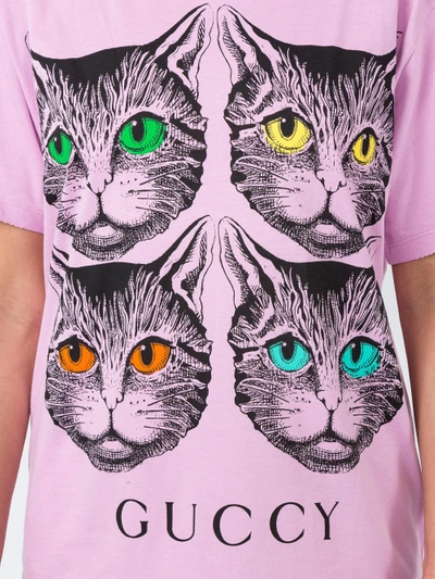 Gucci Mystic Cat And Guccy Print T-shirt In Purple | ModeSens