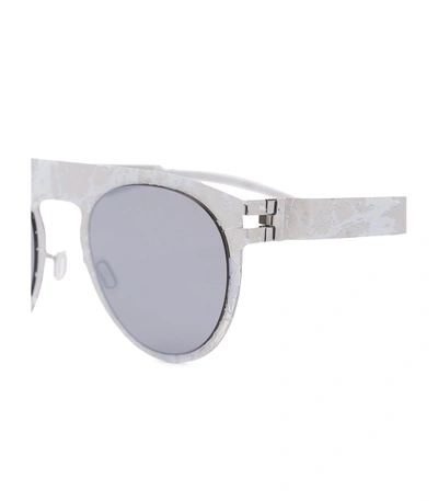Shop Mykita X Maison Margiela Straight Top Sunglasses In White