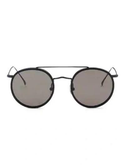Shop Illesteva Allen 49mm Round Aviator Sunglasses In Black