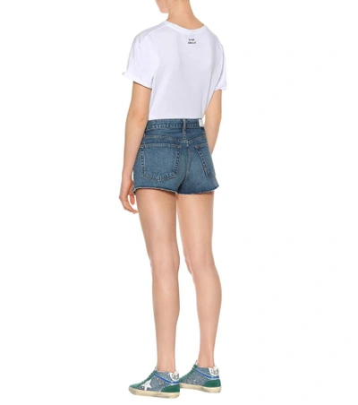 Shop Re/done The Short Denim Shorts In Blue