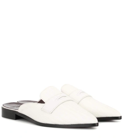 Shop Bougeotte Satin Mules In White