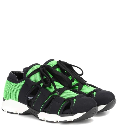 Shop Marni Techno Fabric Sneakers In Green