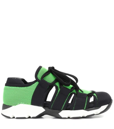Shop Marni Techno Fabric Sneakers In Green
