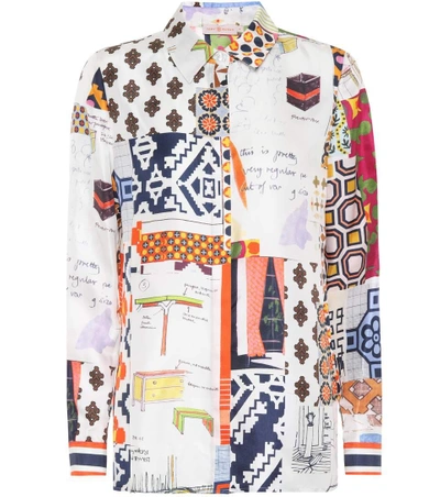 Shop Tory Burch Sienna Printed Silk Shirt In Multicoloured
