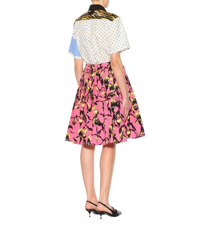 Shop Prada Pleated Cotton Skirt In Pink