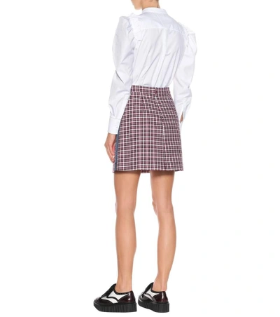 Shop Burberry Checked Cotton-blend Miniskirt In Red