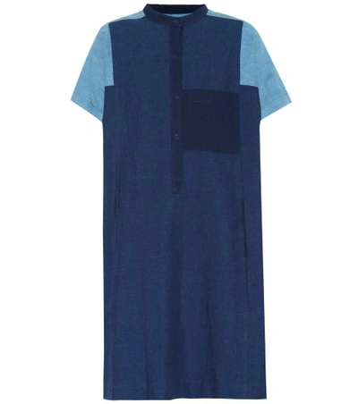 Shop Apc Temple Cotton And Linen Dress In Blue