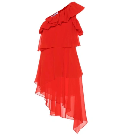 Shop Givenchy Silk One-shoulder Dress In Red