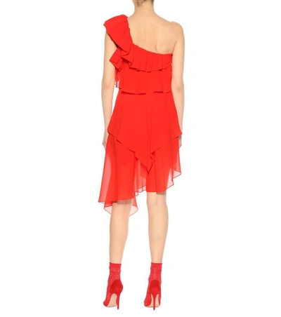 Shop Givenchy Silk One-shoulder Dress In Red