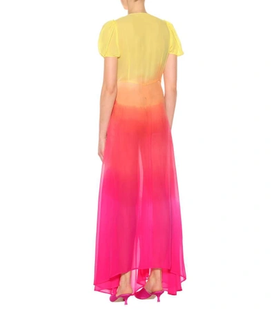 Shop Attico Printed Silk Maxi Dress In Multicoloured