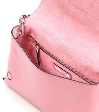 Shop Miu Miu Leather Shoulder Bag In Legoeia
