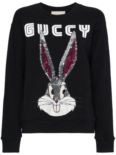 tom Visum overfladisk Gucci Long-sleeve Oversized Bugs Bunny Embroidered Sweatshirt In Black |  ModeSens