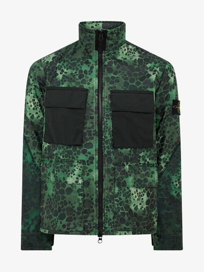 Shop Stone Island Alligator Camouflage Print Jacket In Green