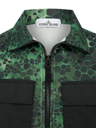 Shop Stone Island Alligator Camouflage Print Jacket In Green